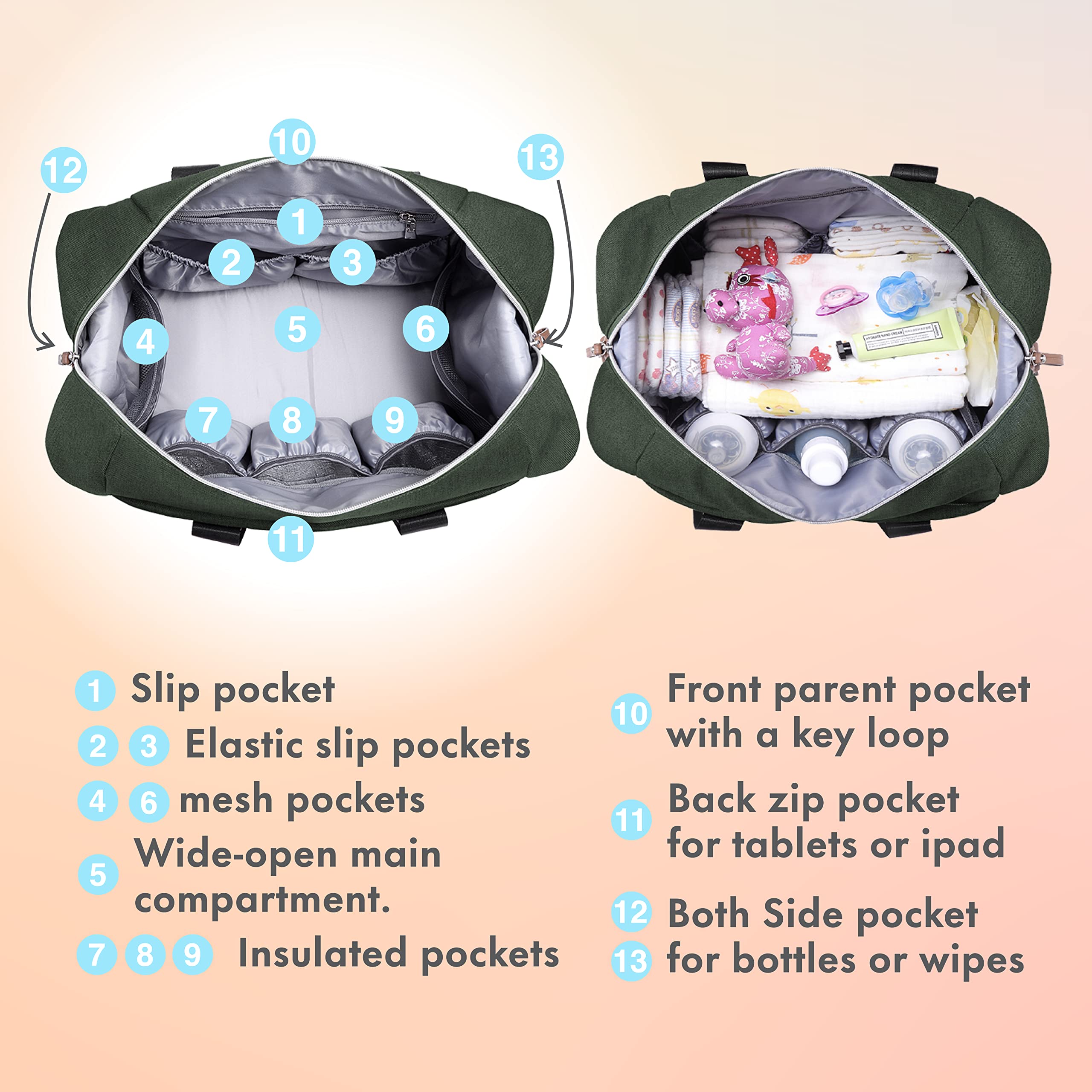Dikaslon diaper bag tote insulated pouches keep bottles at the right temperature