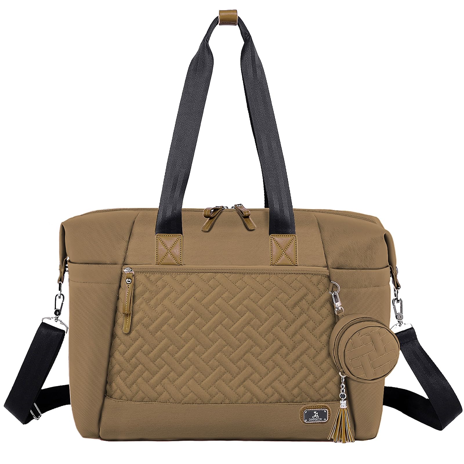 Dikaslon diaper bag tote in khaki with front view showing spacious main compartment for essentials.