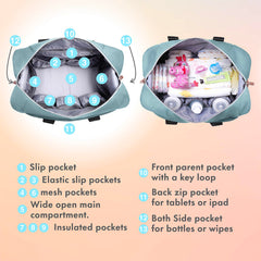 Dikaslon pacifier case integrated for quick reach during feeds.