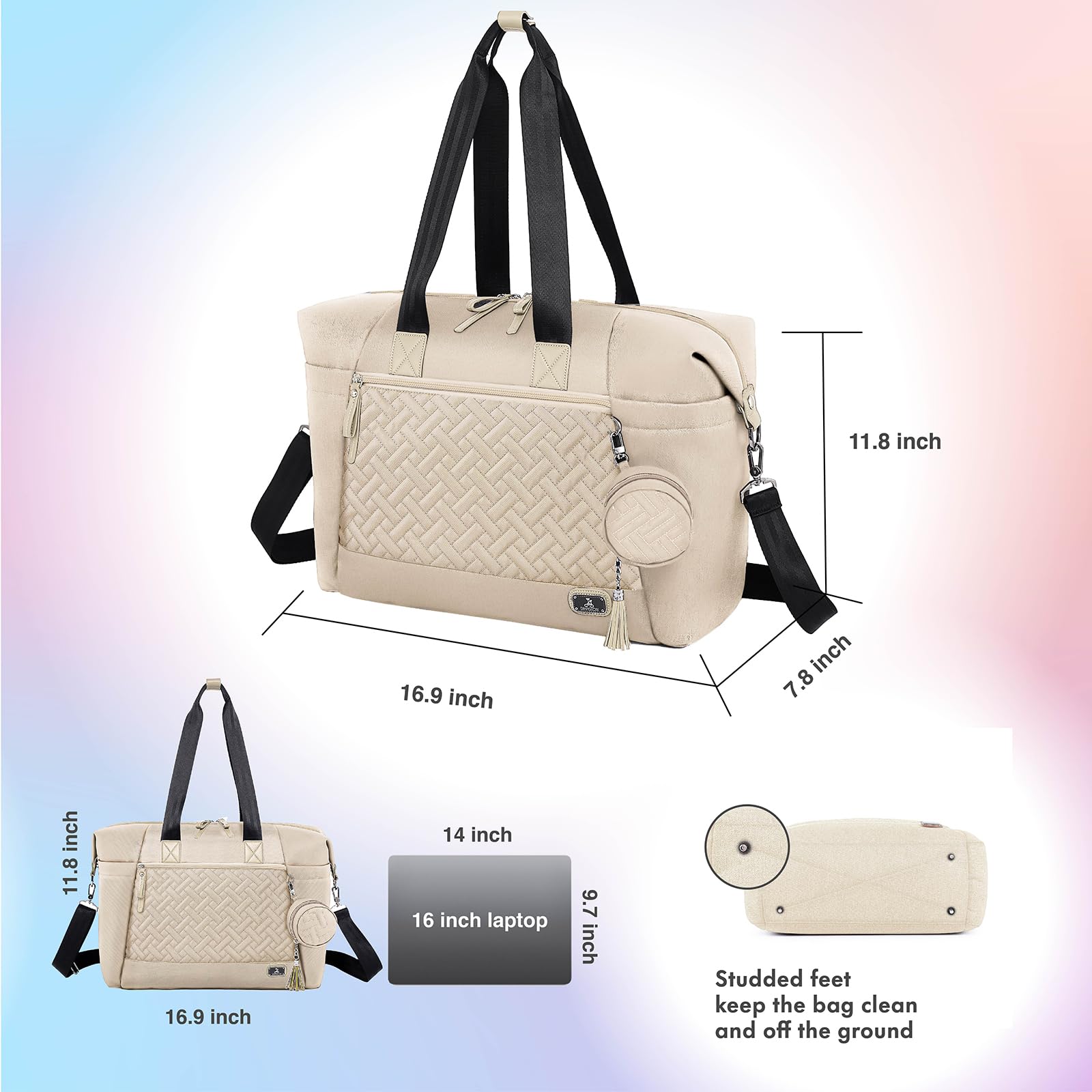 Dikaslon diaper bag tote studded feet to stay clean off the floor