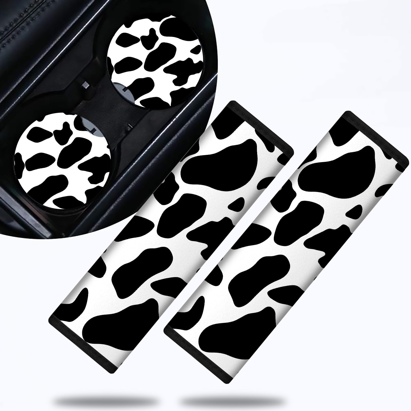 Dikoer cow prints seat belt pad pair provides soft comfort for kids