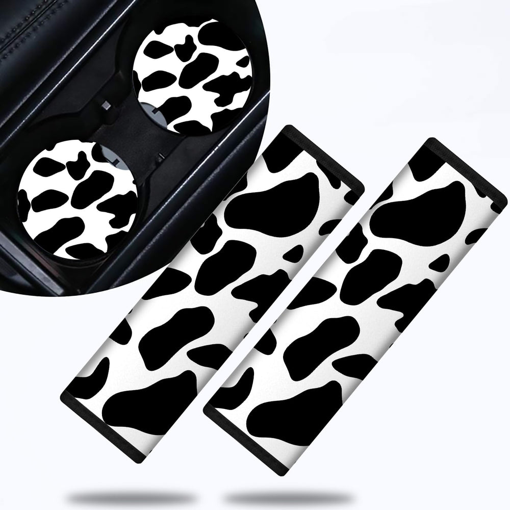 Dikoer cow prints seat belt pad pair provides soft comfort for kids