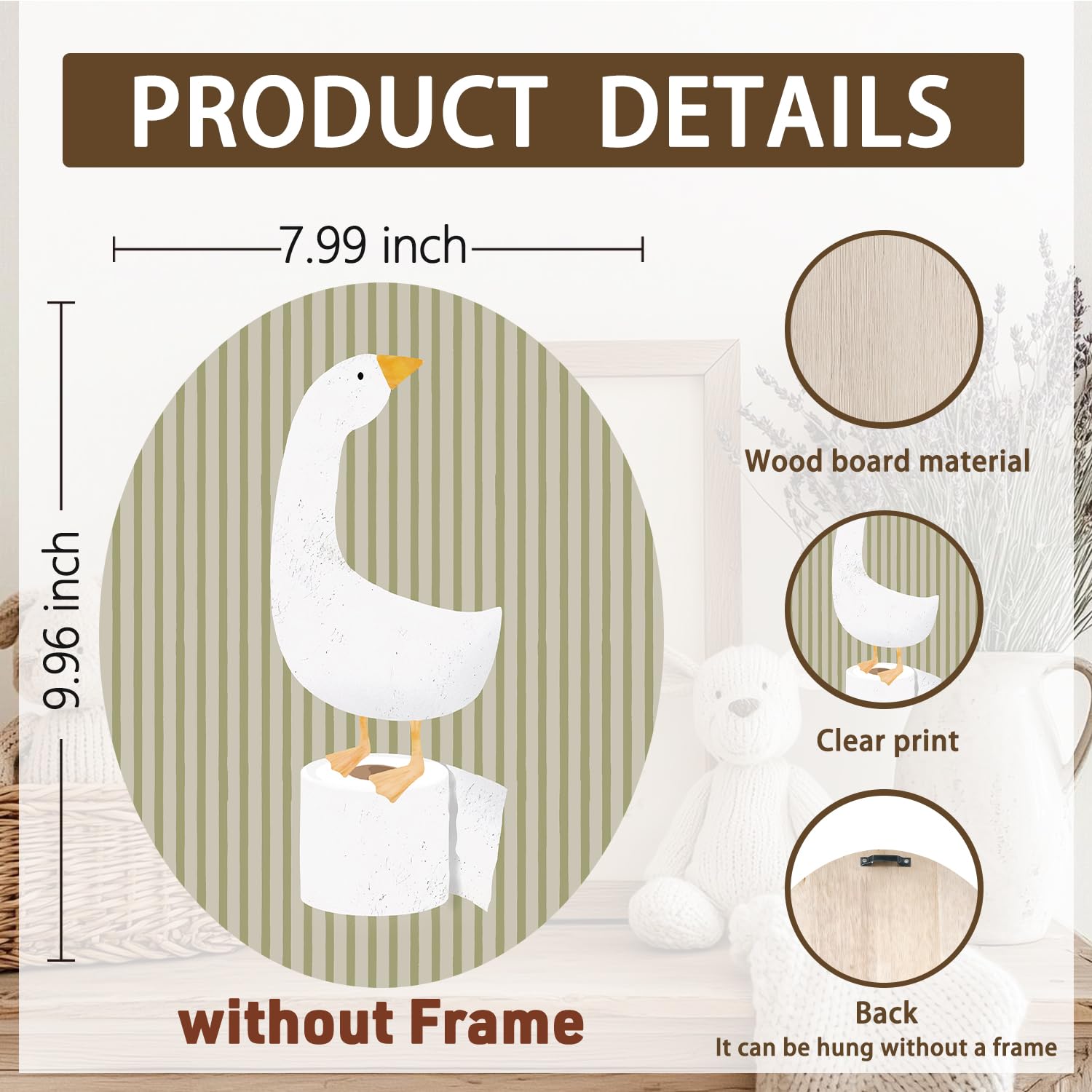 Dilemat farm animal goose wooden sign with vintage-inspired look for nurseries.