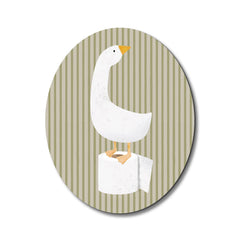 Dilemat goose nursery wall art in oval shape adds playful charm to a child's room.
