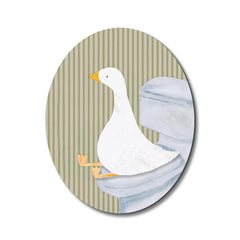 Dilemat goose on toilet wall art for playful nursery decor.