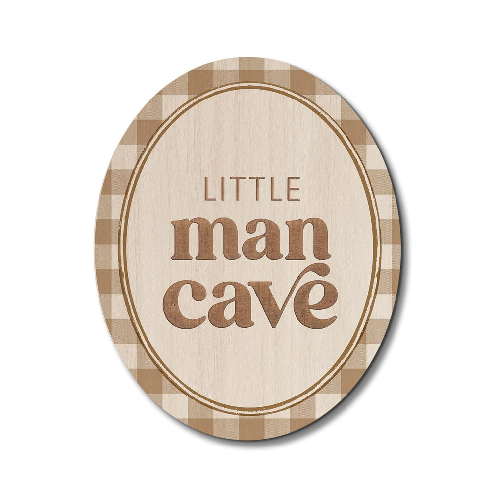 Dilemat Little Man Cave oval wall art enhances nursery ambiance with vintage charm