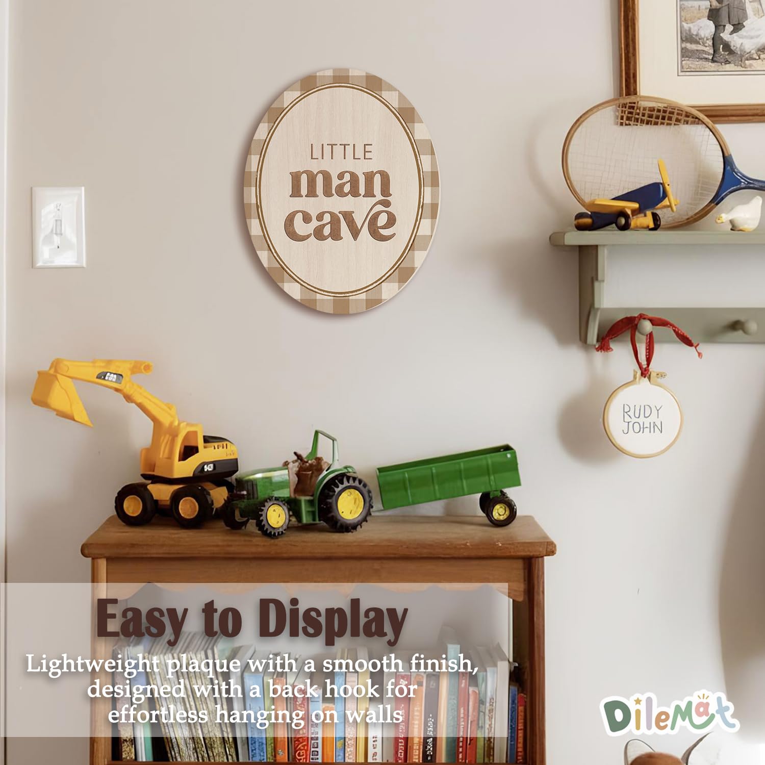 Dilemat wooden wall sign with hanging hook for easy display