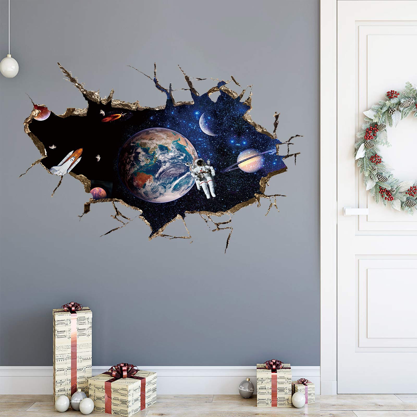 DILIBRA 3D astronaut wall stickers transform kids' walls into a vivid space scene.