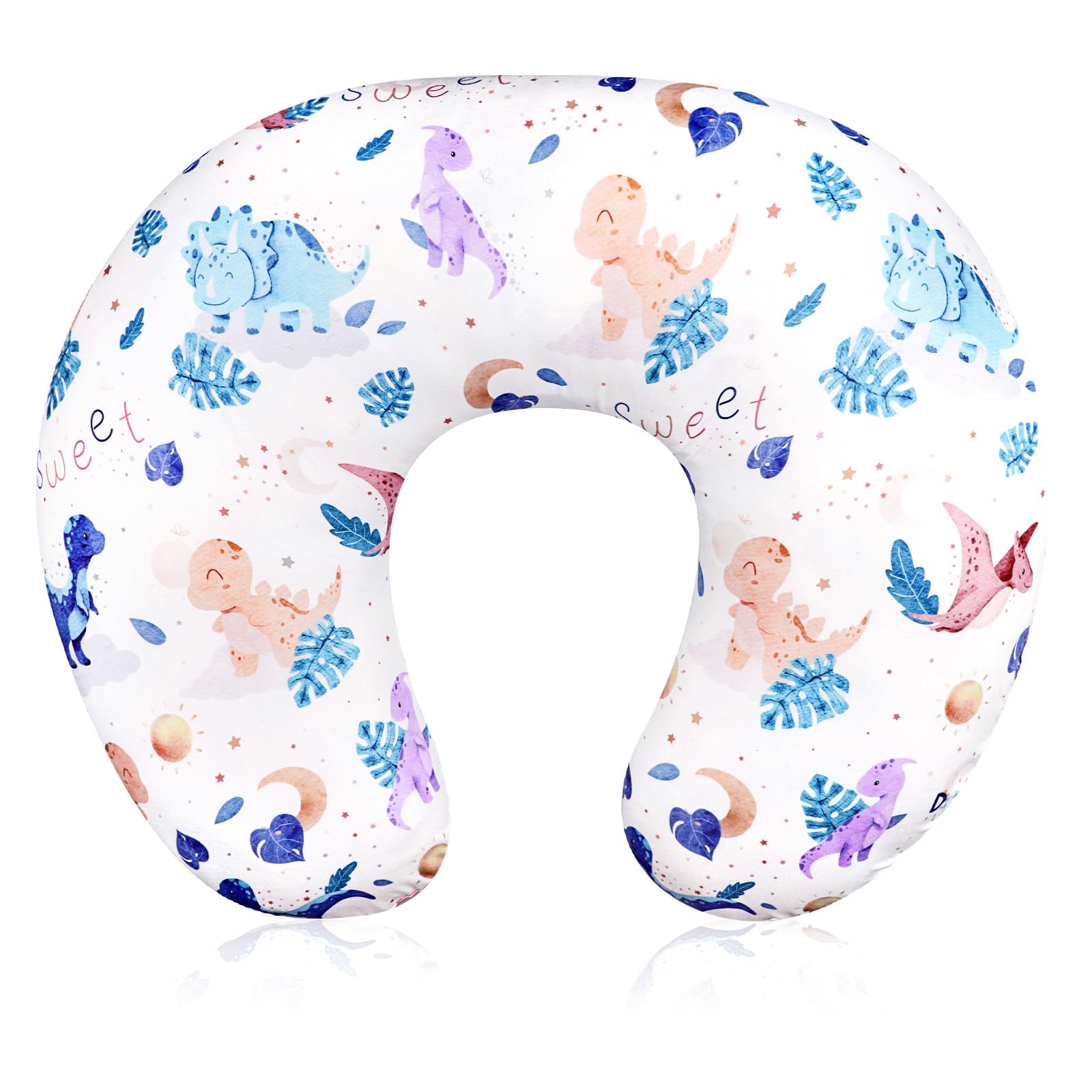 DILIMI nursing pillow cover with watercolor dinosaur closeup for baby-soft comfort.