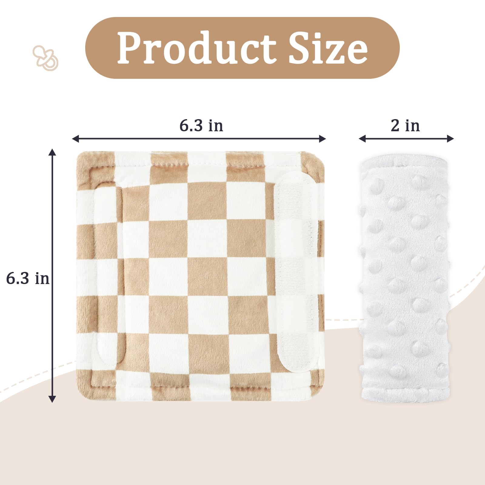 DILIMI two-piece strap pad in brown checkered pattern for gentle neck support