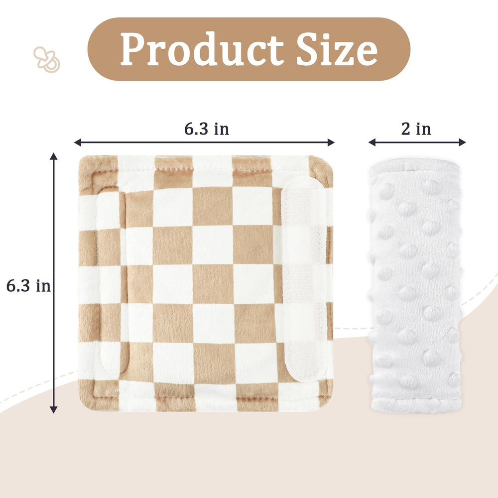 DILIMI two-piece strap pad in brown checkered pattern for gentle neck support