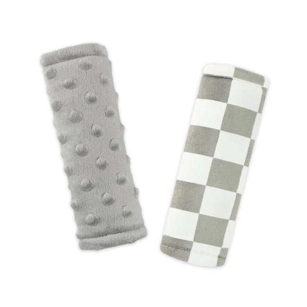 dilimi baby belt cover grey checkered fabric provides soft protection for baby's shoulders