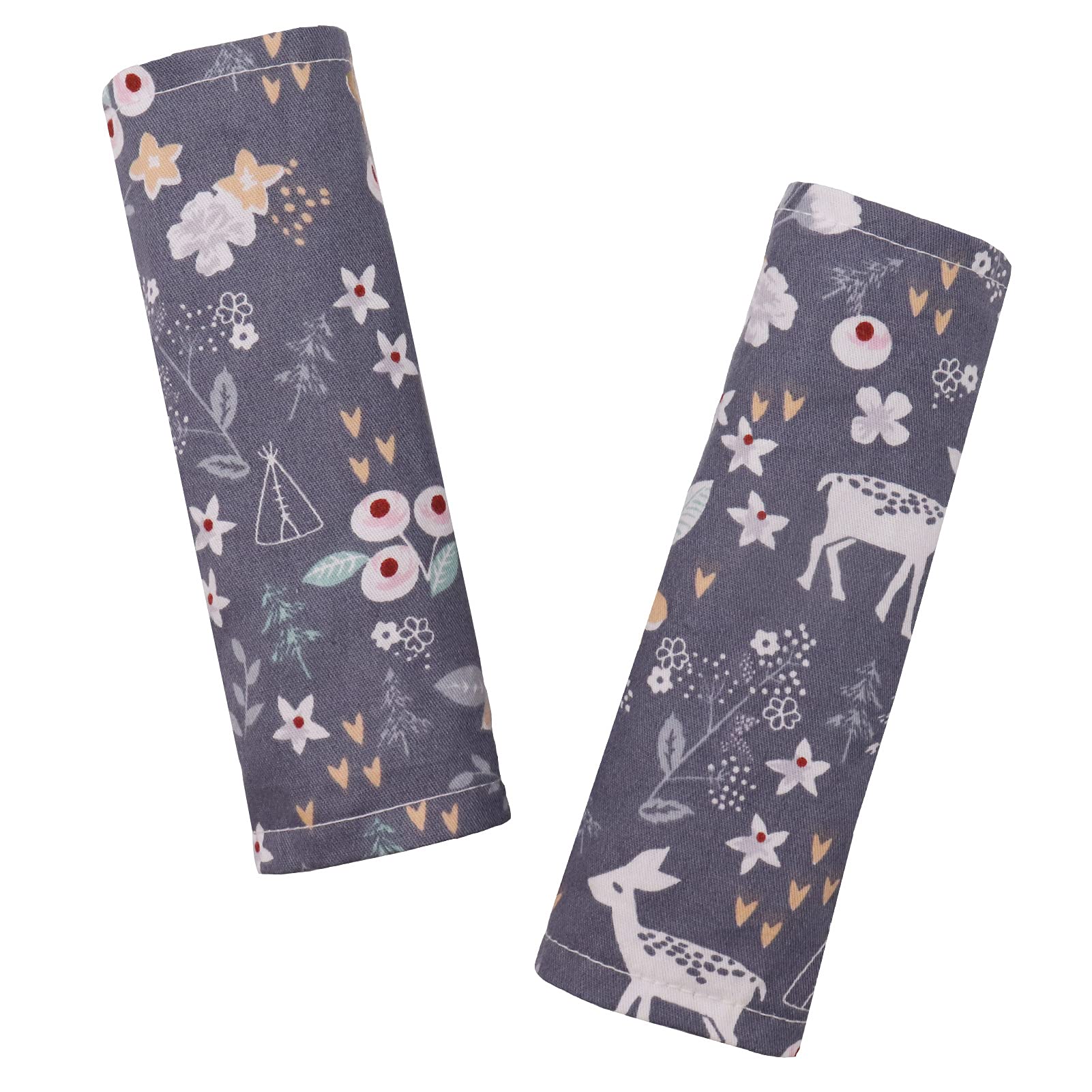 DILIMI baby car seat neck cover in gray flower deer design offers gentle protection