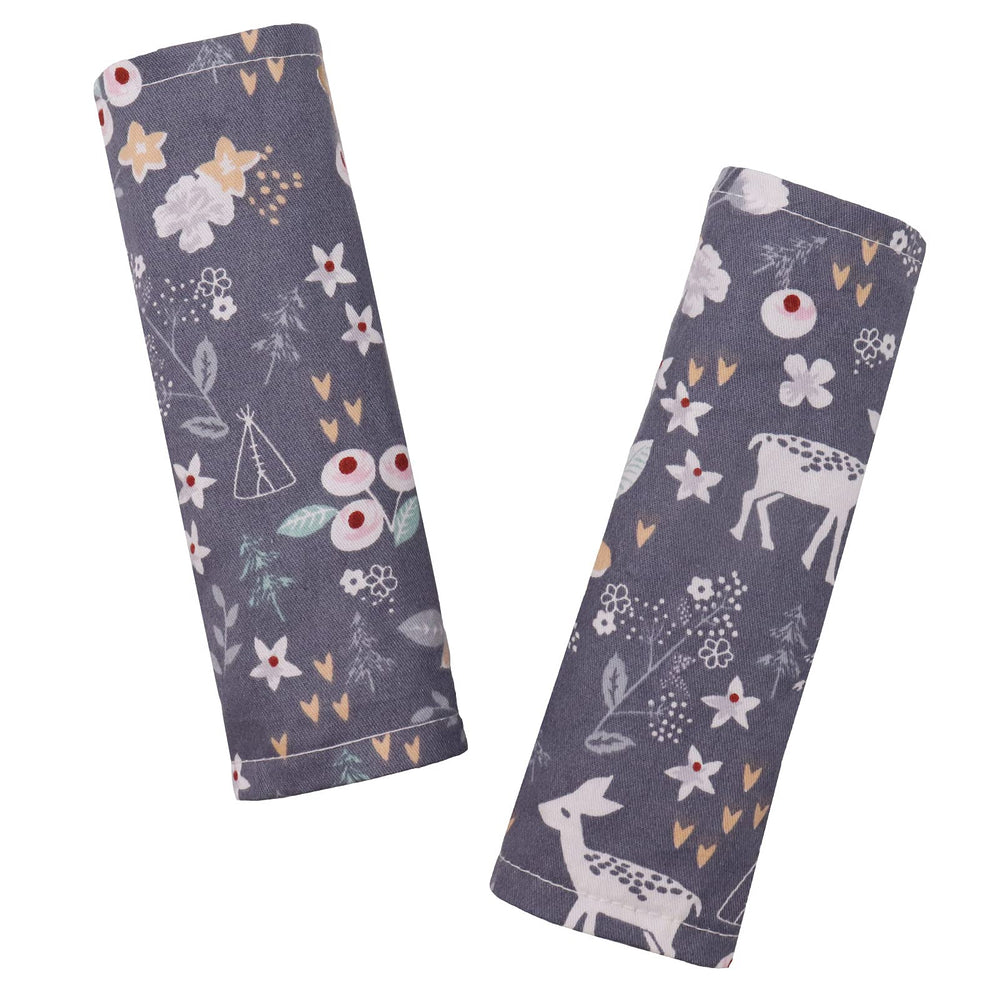 DILIMI baby car seat neck cover in gray flower deer design offers gentle protection