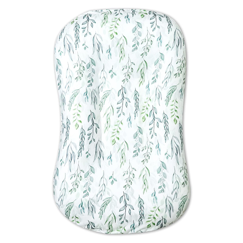 DILIMI baby lounger cover with green leaf pattern, soft and breathable.