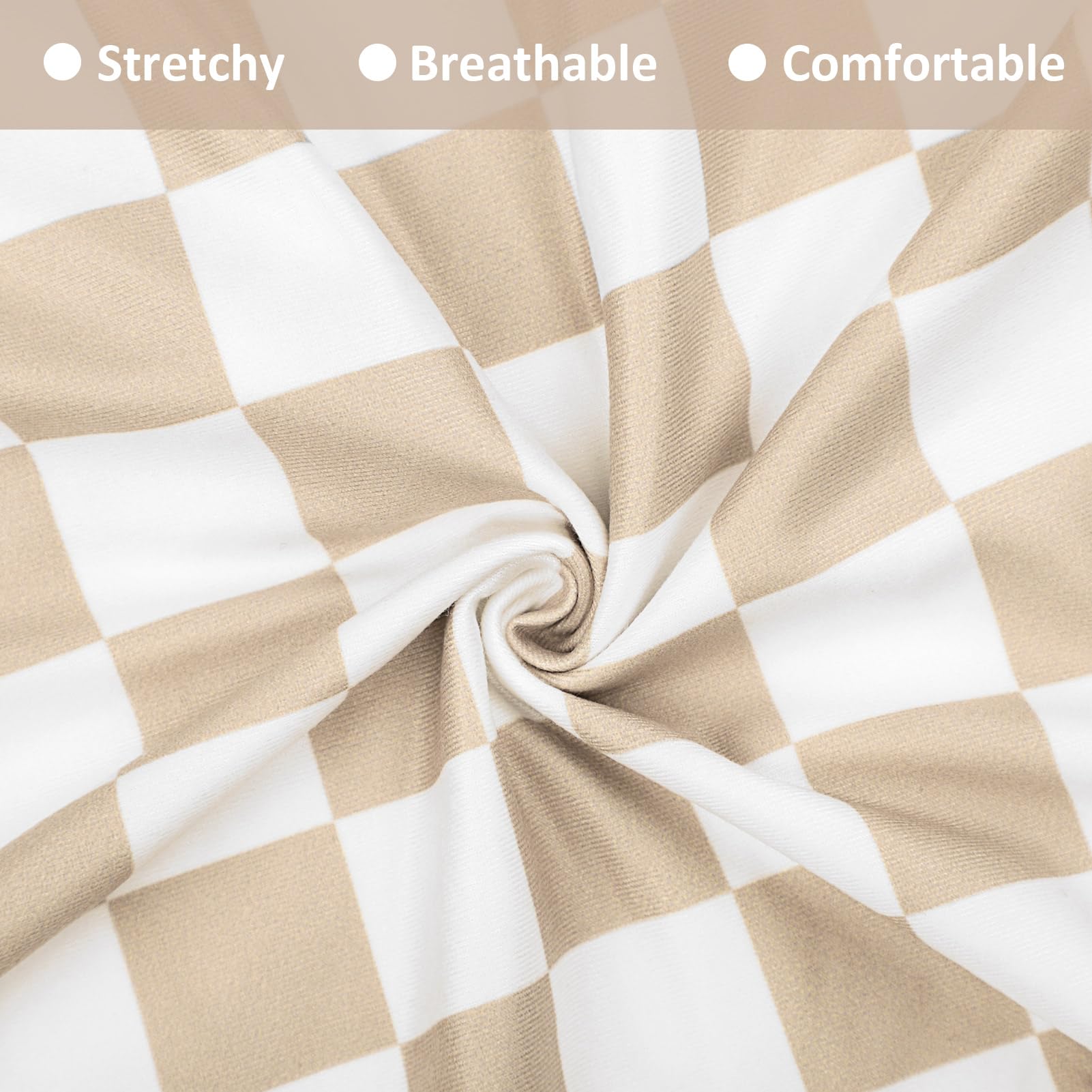 DILIMI light brown checkerboard slipcover on a lounger demonstrating universal fit and envelope closure