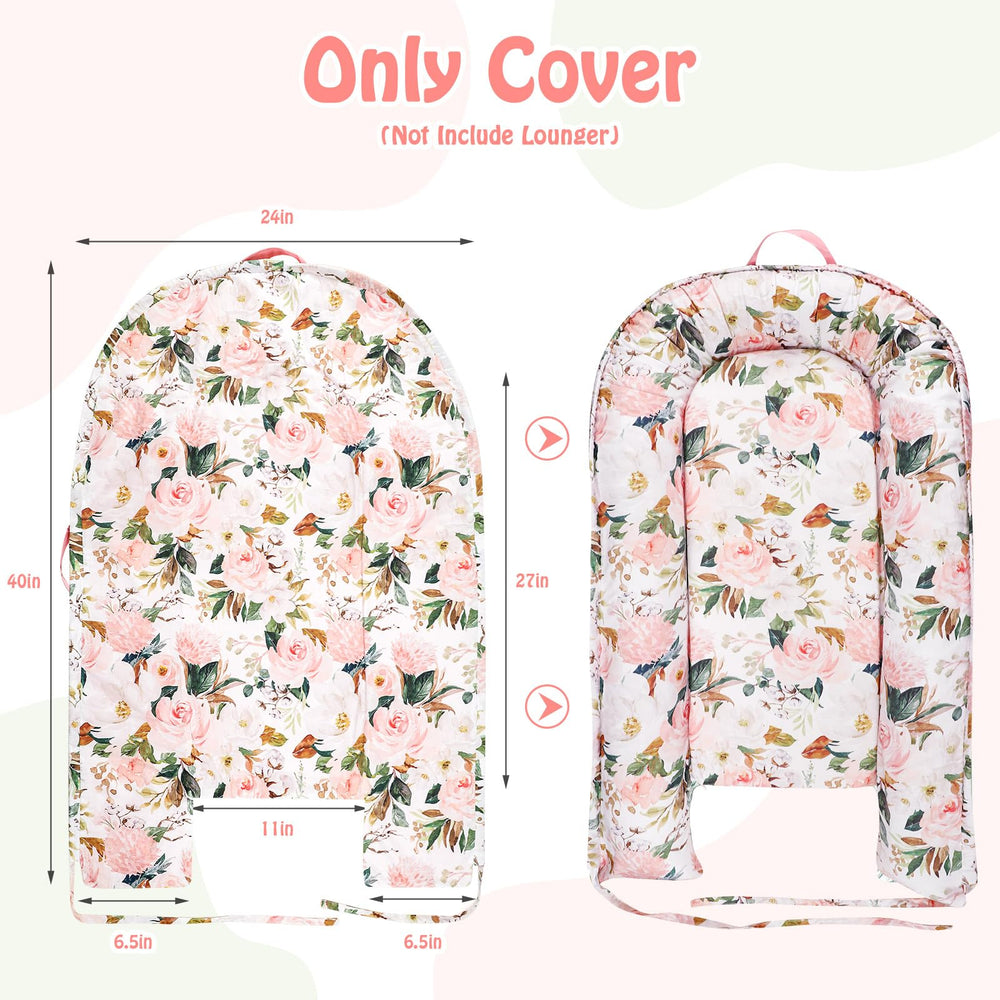 DILIMI pink floral cover folded for easy storage and quick changes