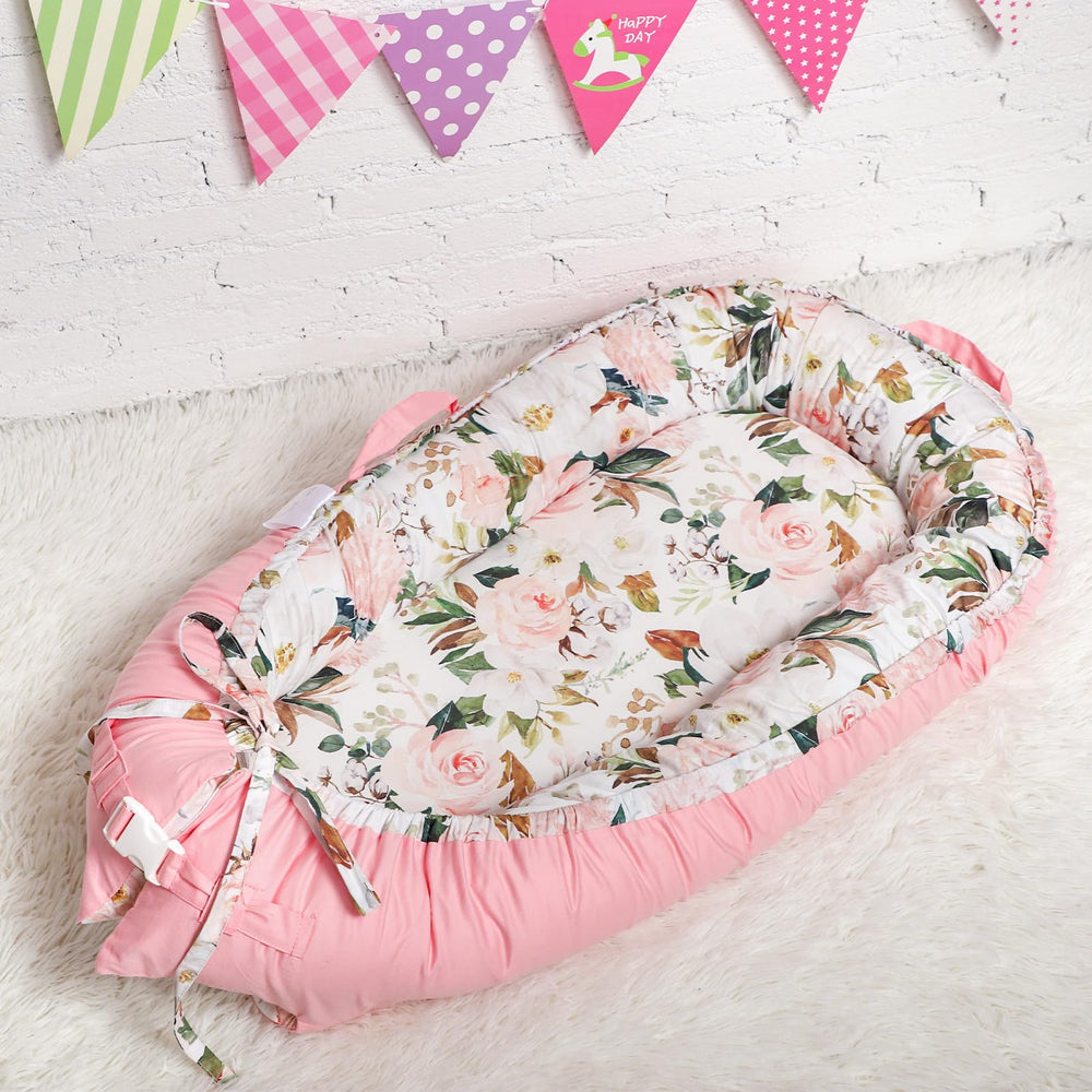 DILIMI pink floral cover with adjustable ribbons and buckles for a custom fit