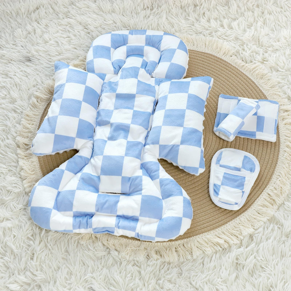 DILIMI blue checkered fabric adds playful style while keeping baby comfortably supported.