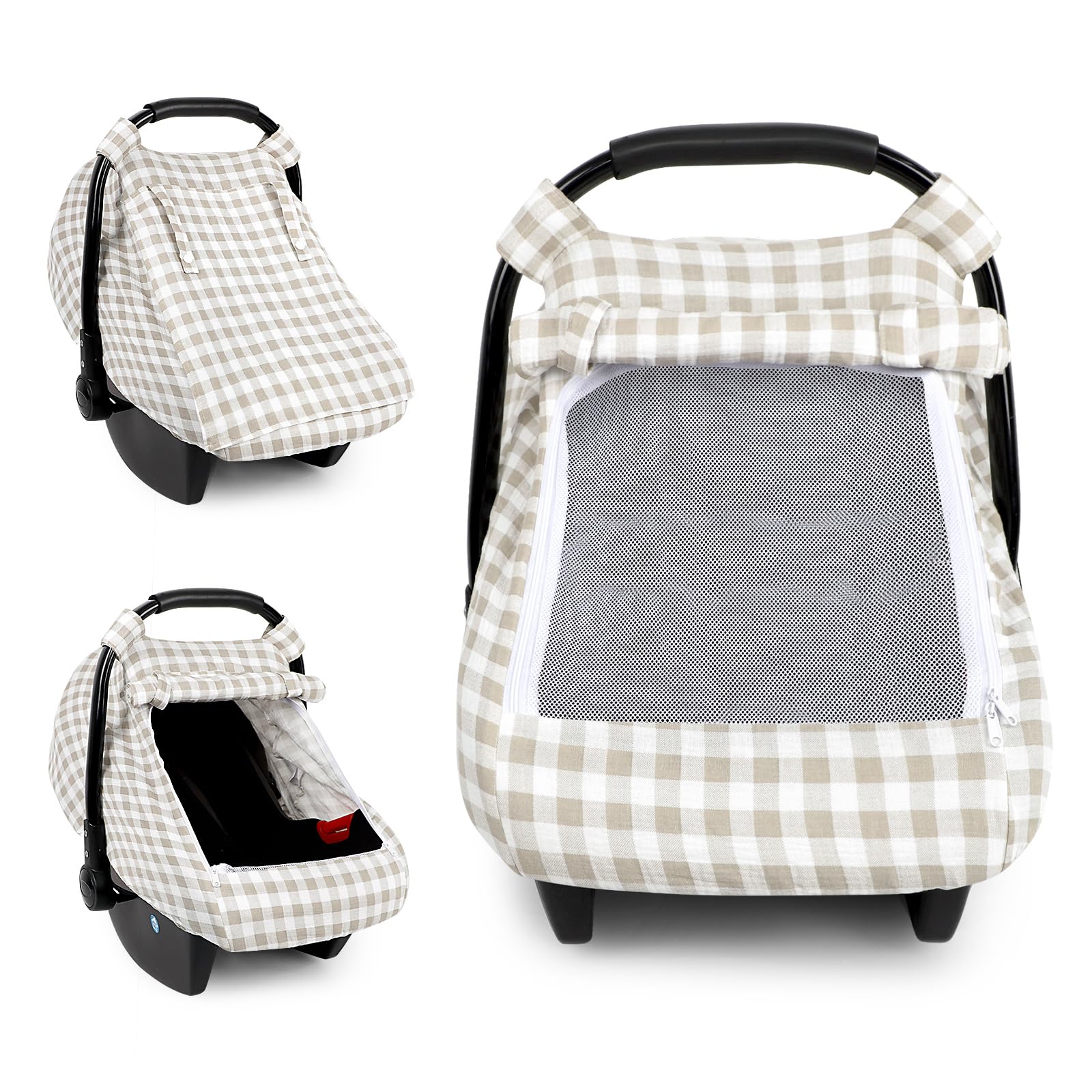 DILIMI car seat cover in muslin cotton, soft and breathable protection for baby.