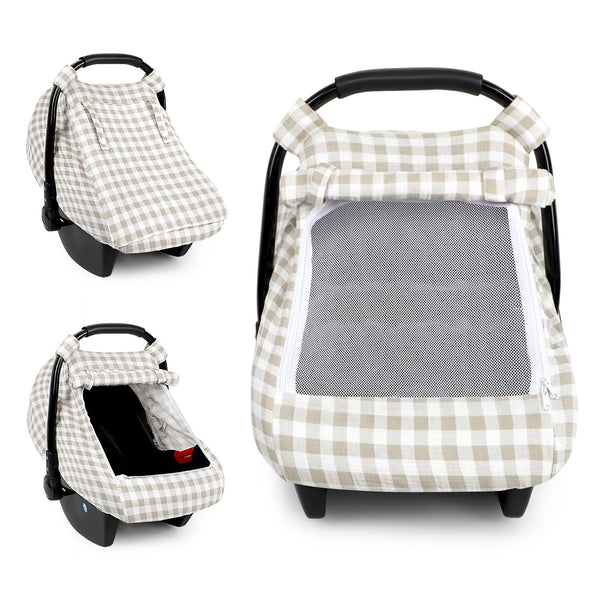 DILIMI car seat cover in muslin cotton, soft and breathable protection for baby.
