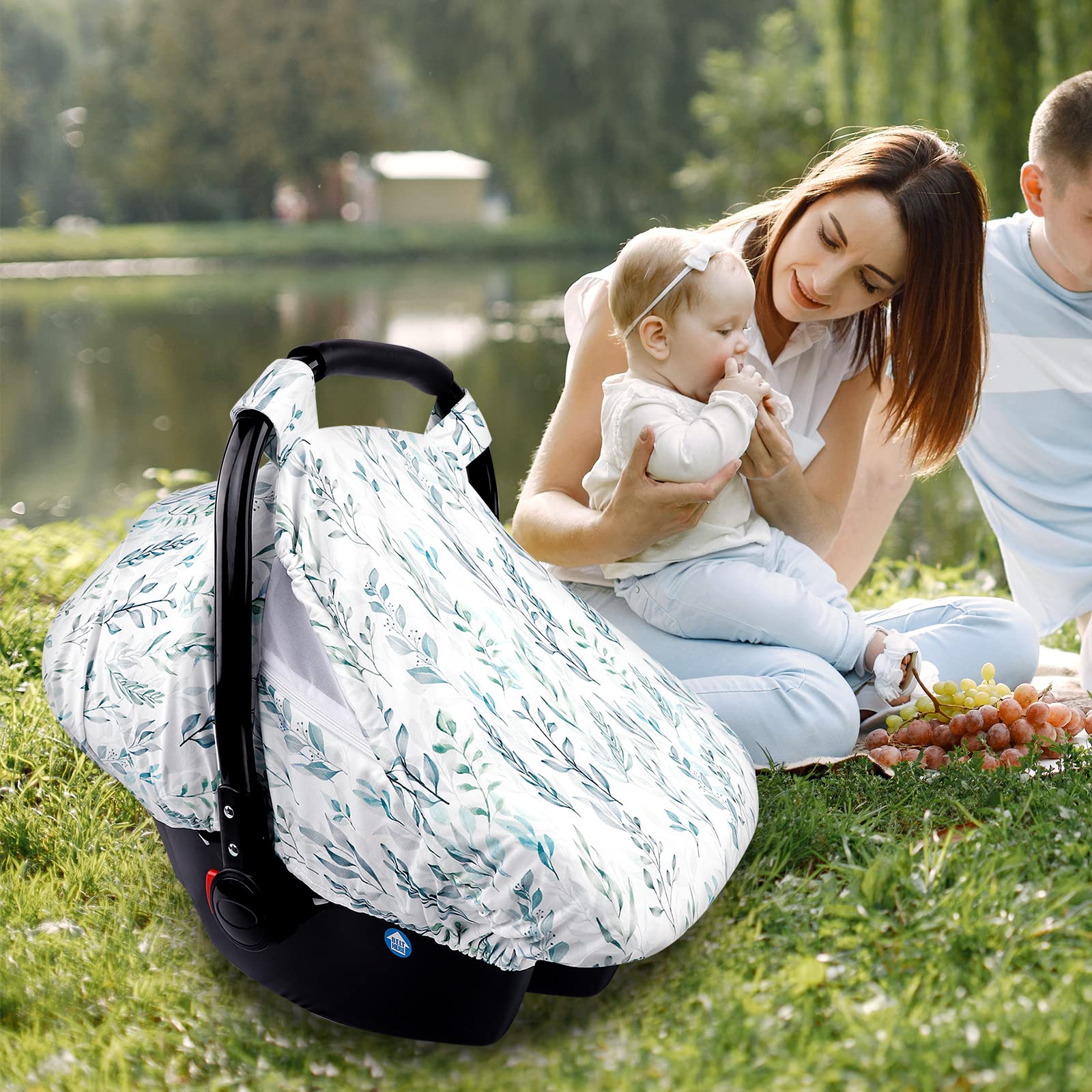 DILIMI car seat cover green leaf baby shower gift offers thoughtful welcome and practical use.