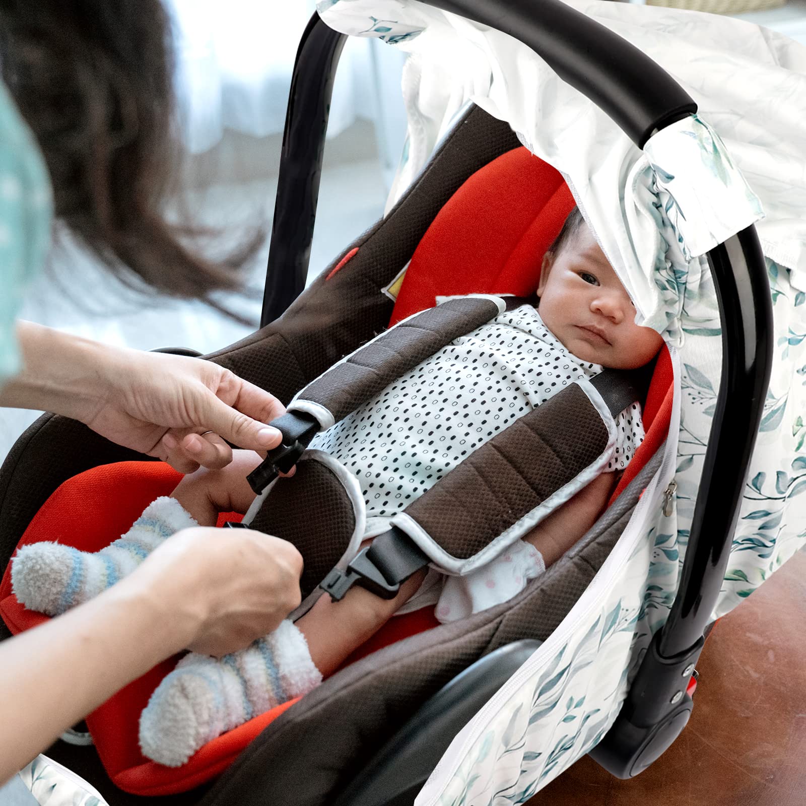 DILIMI car seat cover green leaf stroller compatible fits a range of strollers.