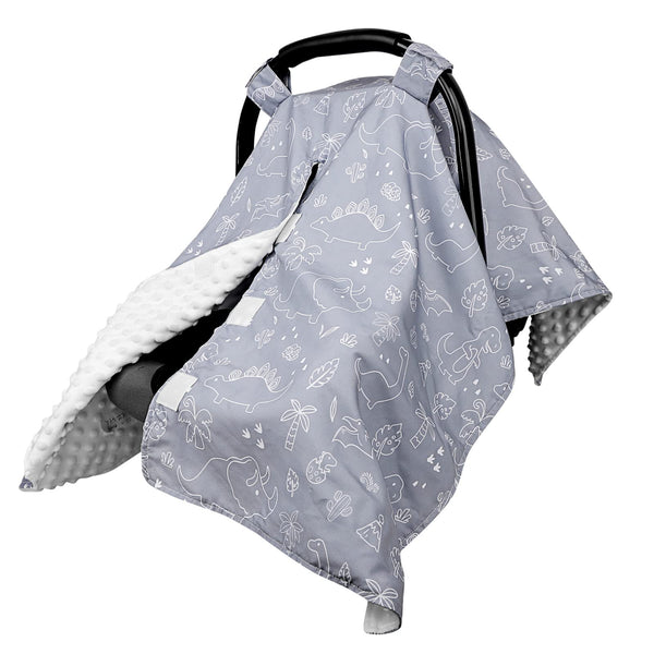 DILIMI dinosaur car seat cover with peekaboo opening for quick checks.