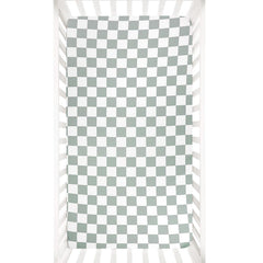 DILIMI fitted crib sheet in green checkered pattern, soft for baby sleep