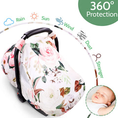 DILIMI infant car seat canopy offers full coverage to shield baby from sun and wind.