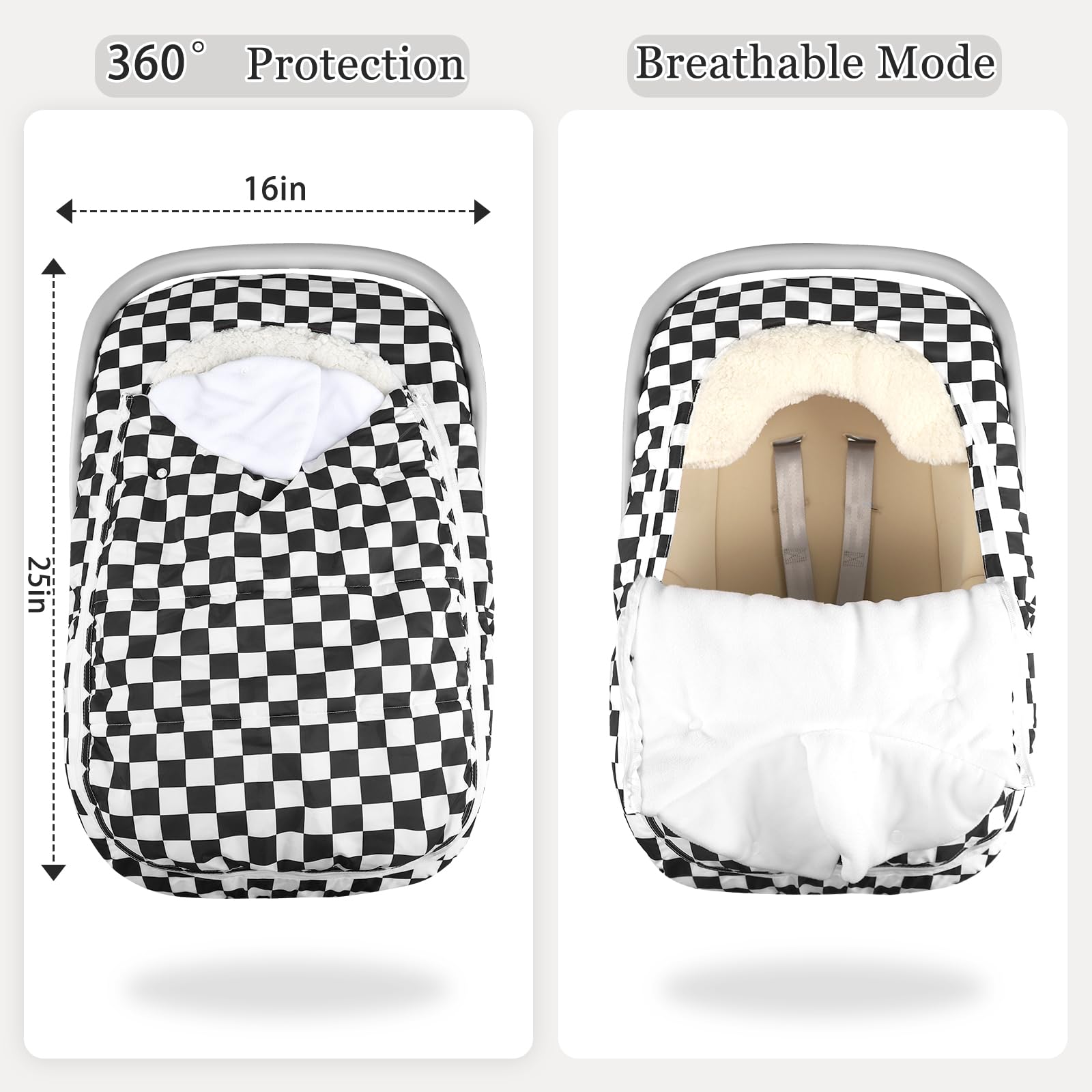 DILIMI infant canopy universal fit envelops most car seats and strollers.