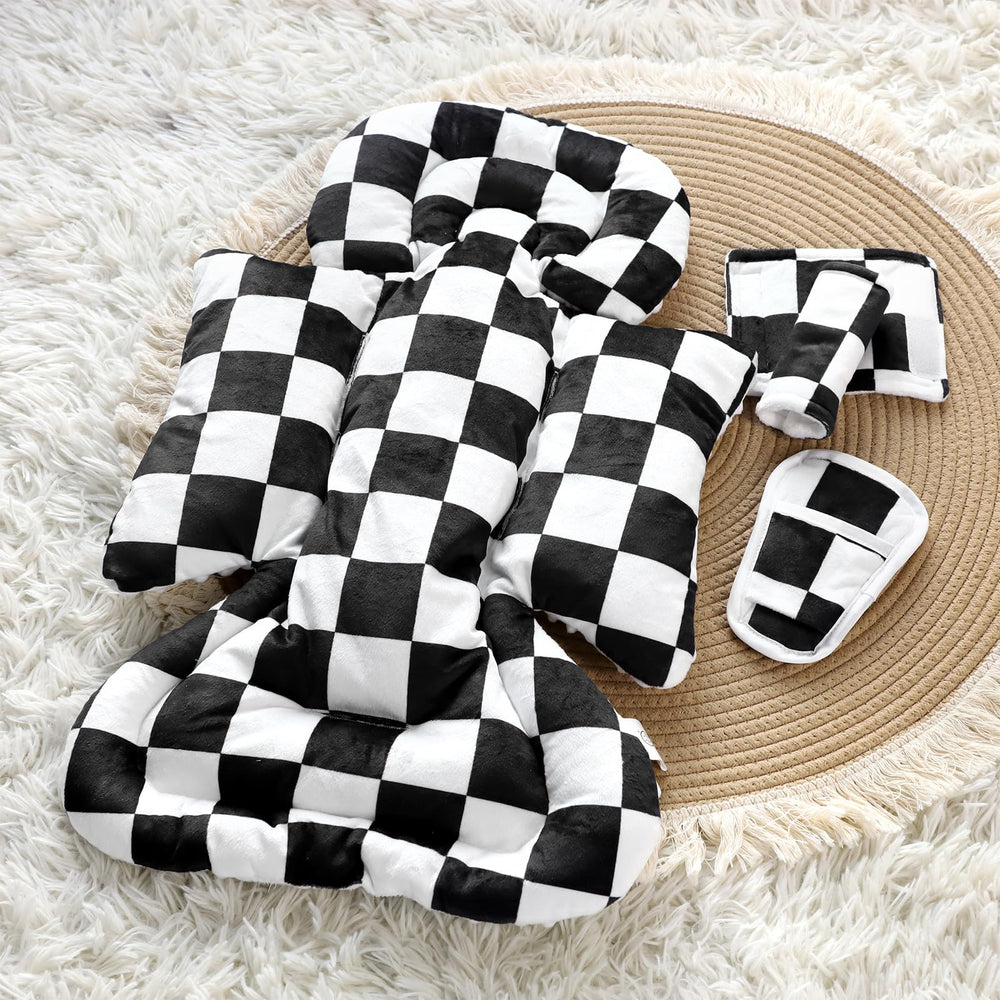 DILIMI checkered theme car seat cover adds comfort and style to trips.
