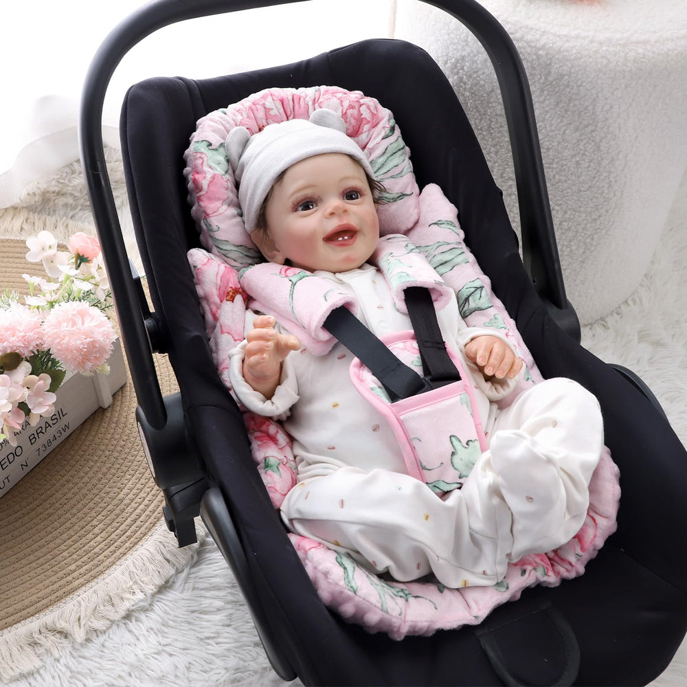 DILIMI newborn cushion measures 24.5 by 14 inches for newborns and babies.