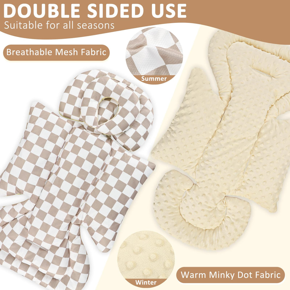 Two-sided fabric offers year-round comfort with breathable mesh and soft minky dot.