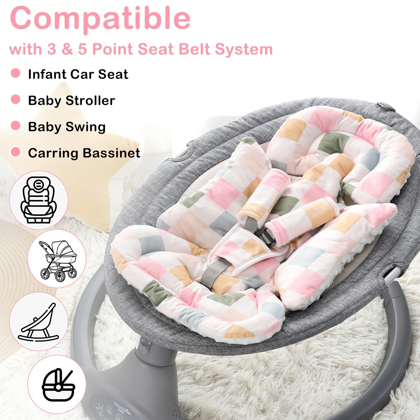 DILIMI full-body support pillow cradles baby’s back and arms for comfortable all-day use.
