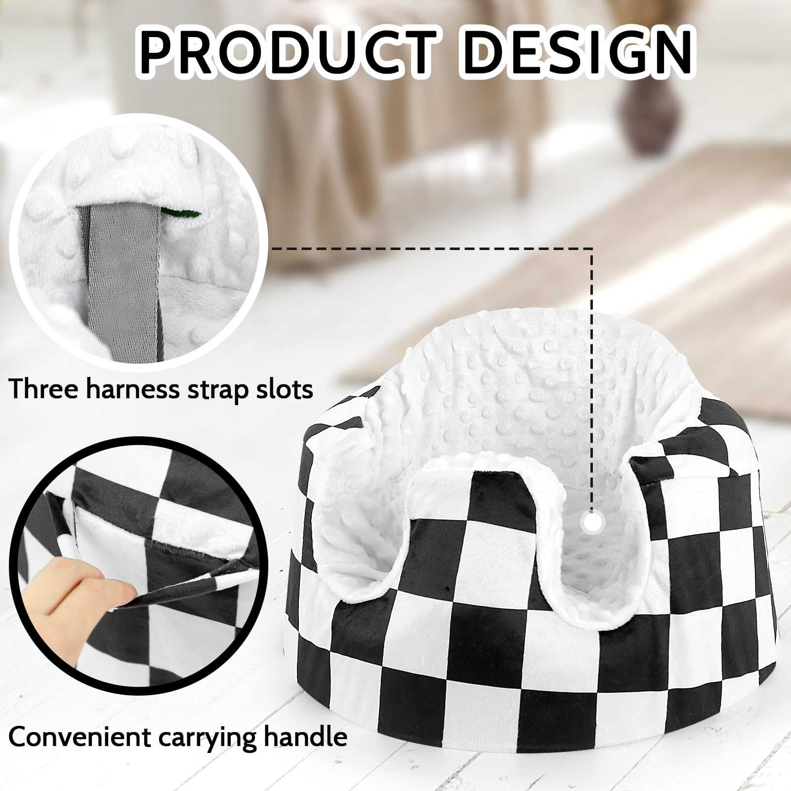 DILIMI Minky seat cover with black checkered pattern