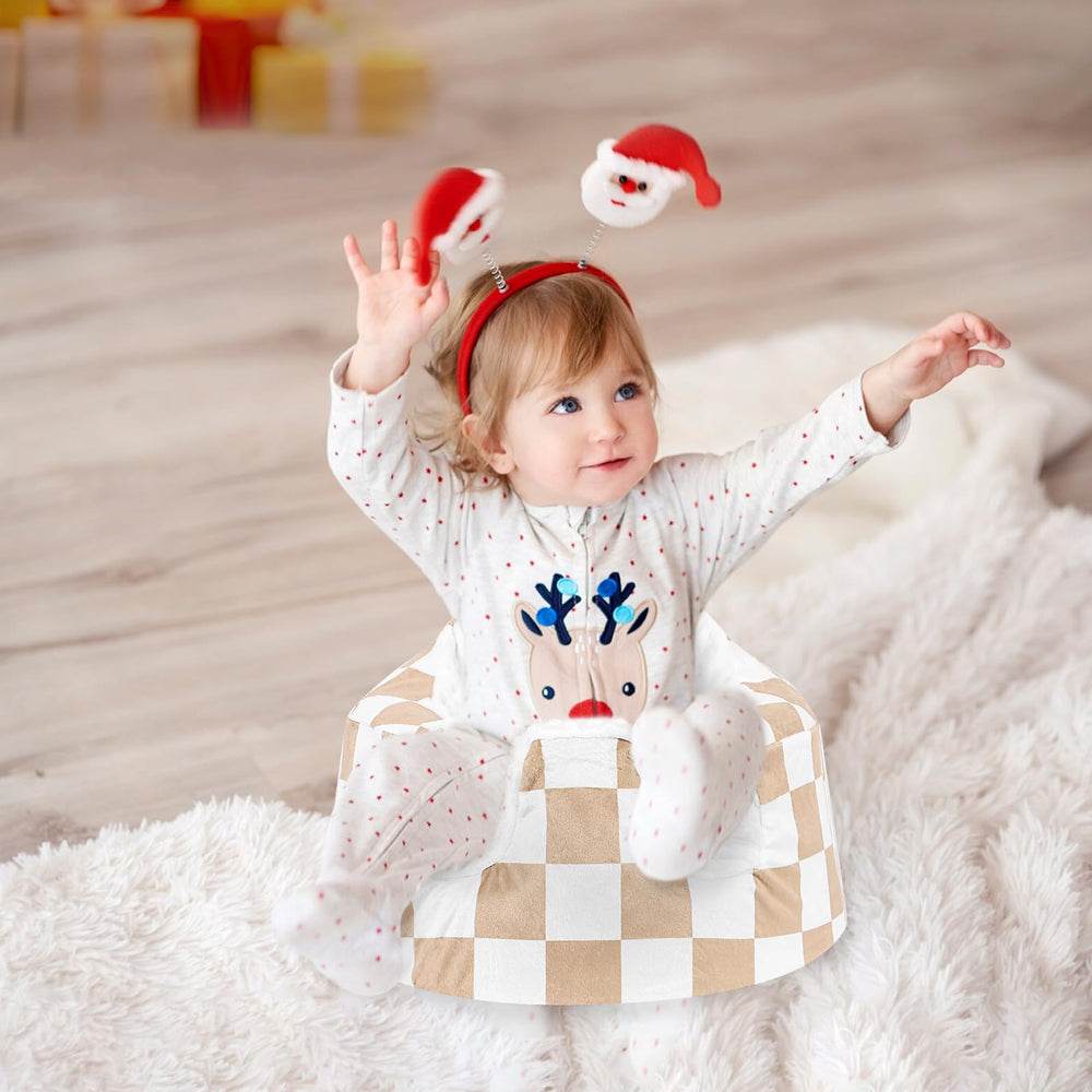 DILIMI brown checkered pattern detail adds style to baby seating.