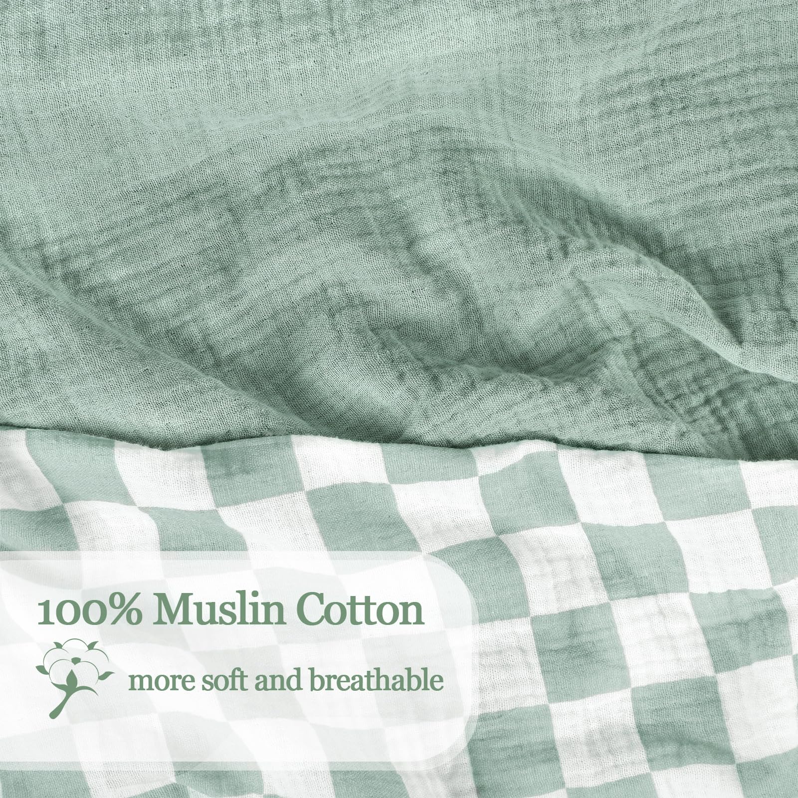 DILIMI muslin crib sheet shown on a standard crib mattress, sturdy and snug fit.