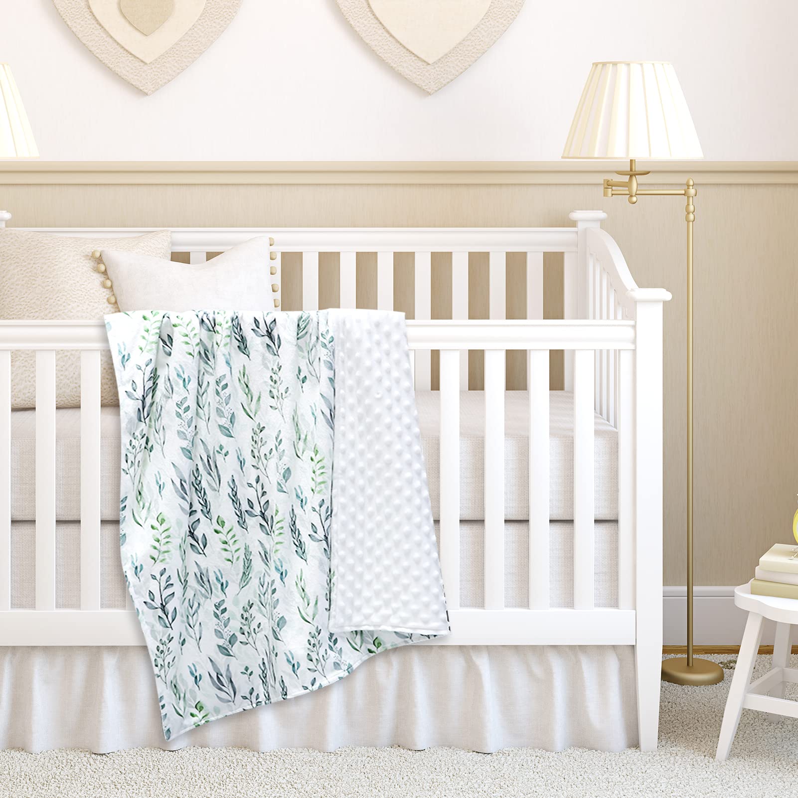 DILIMI nursery-friendly blanket coordinates with Green Leaf items