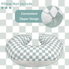 DILIMI nursing pillow cover closeup of checkered pattern adds modern elegance.