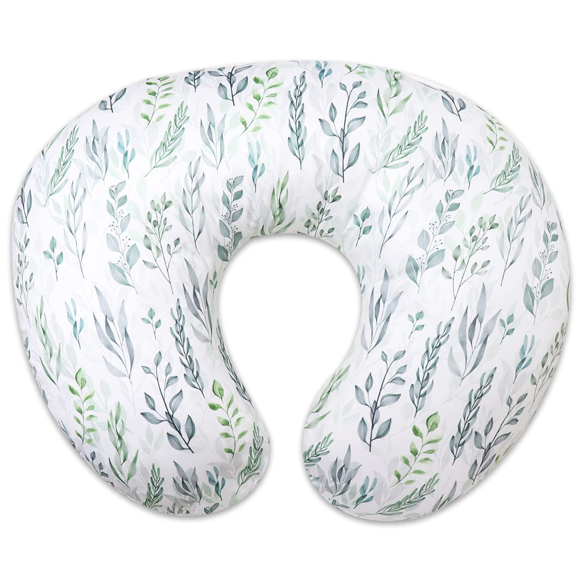 DILIMI nursing pillow cover in green leaf fabric for clean, soft feeds.