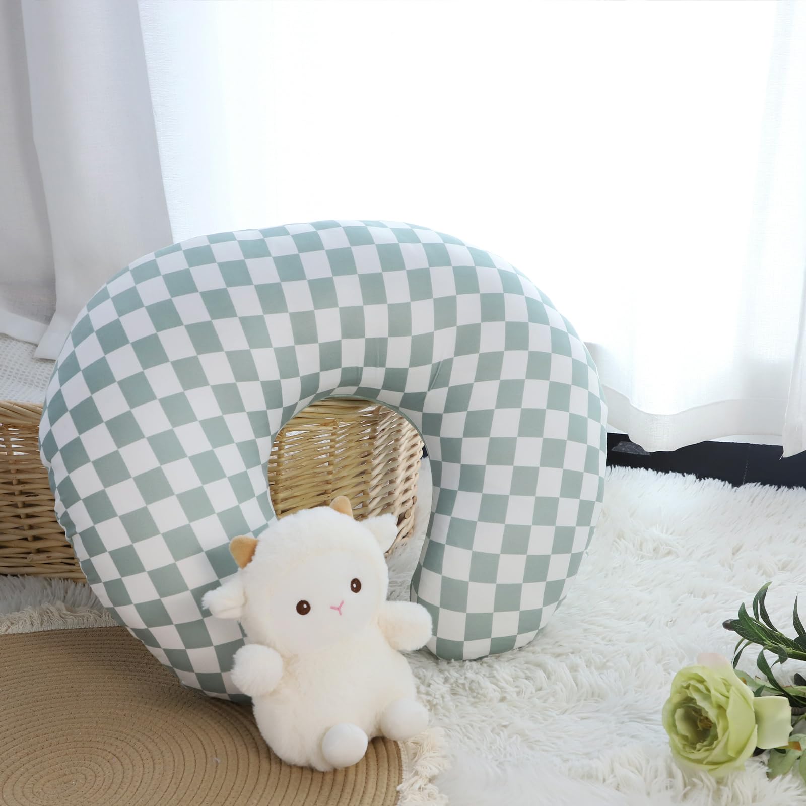 DILIMI nursing pillow cover soft plush side for gentle contact with baby skin.