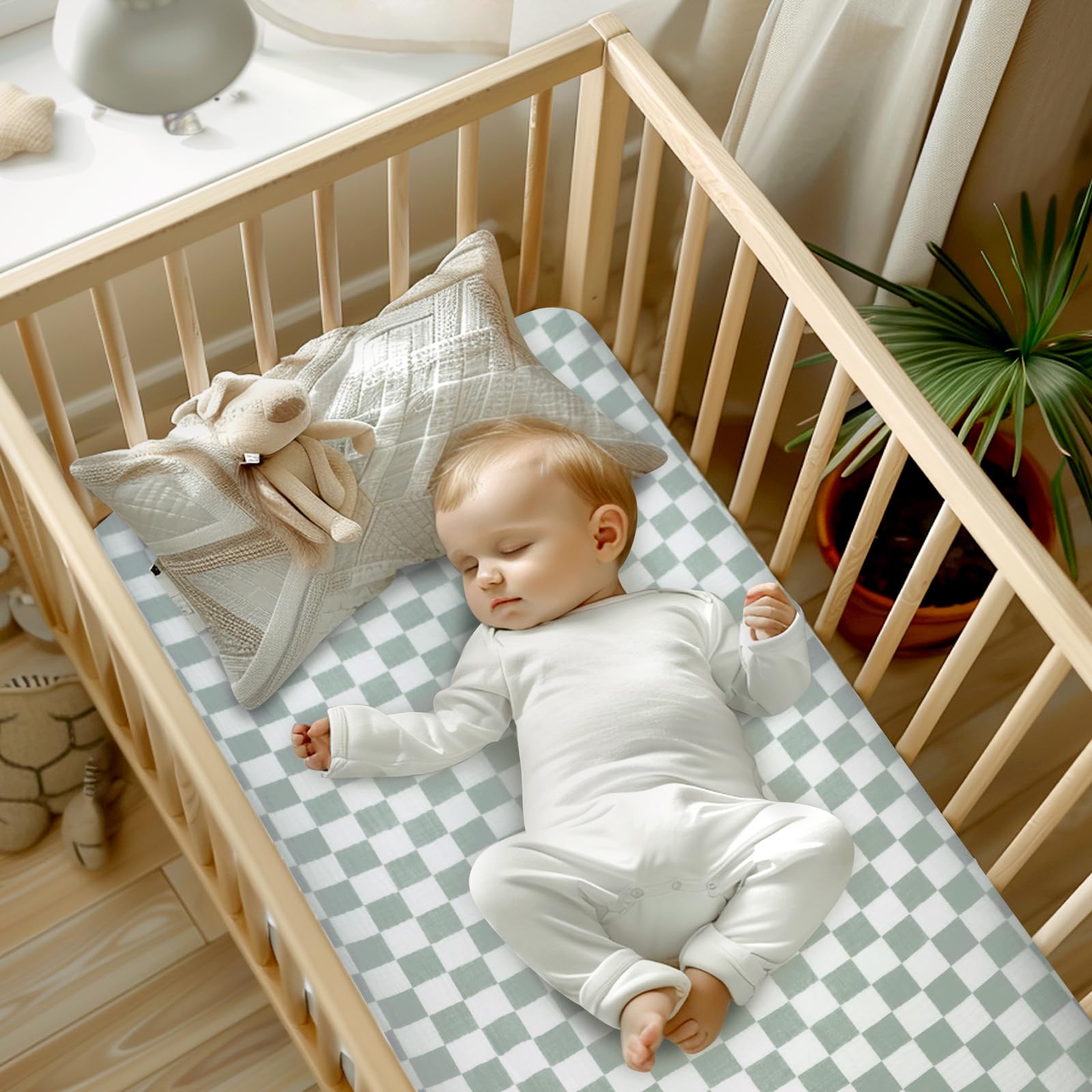 DILIMI two-pack crib sheets, convenient set for quick swaps and fresh laundry days.