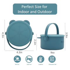 Dilovely snack cups no-spill design shows soft flap reach-in for tiny hands.