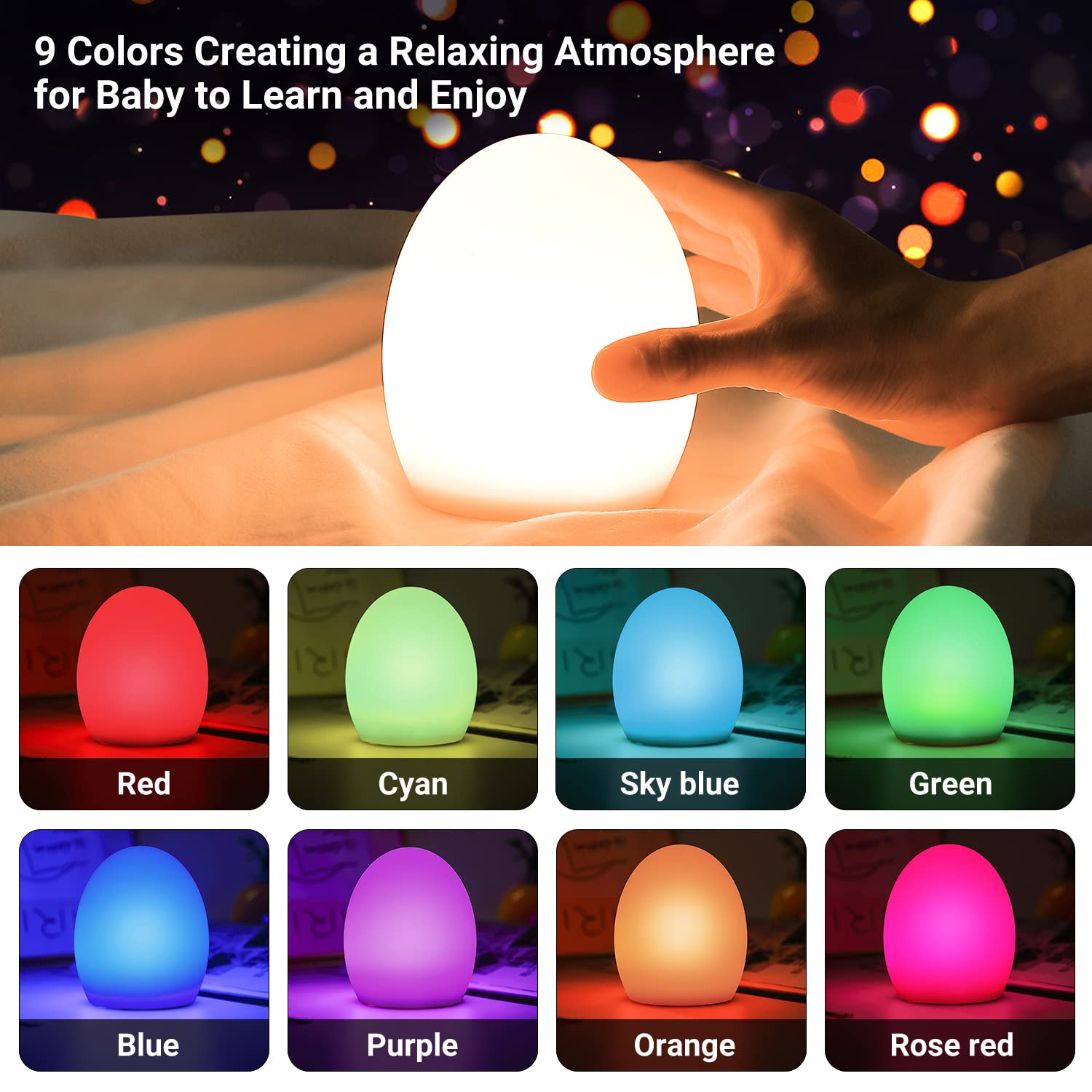 Dimanito BPA-free silicone night light showing safe soft touch for babies