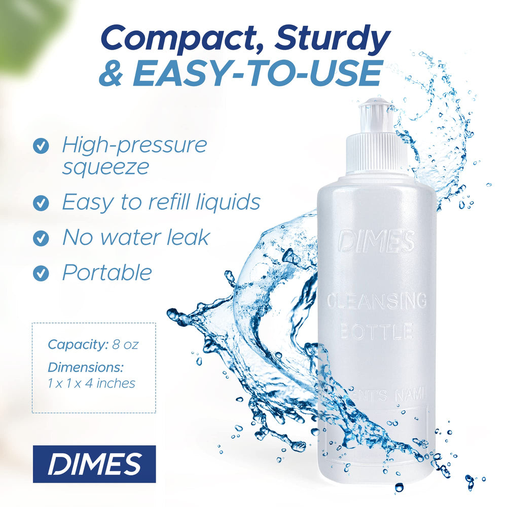 Dimes Peri Bottle top enables carrying filled for convenience