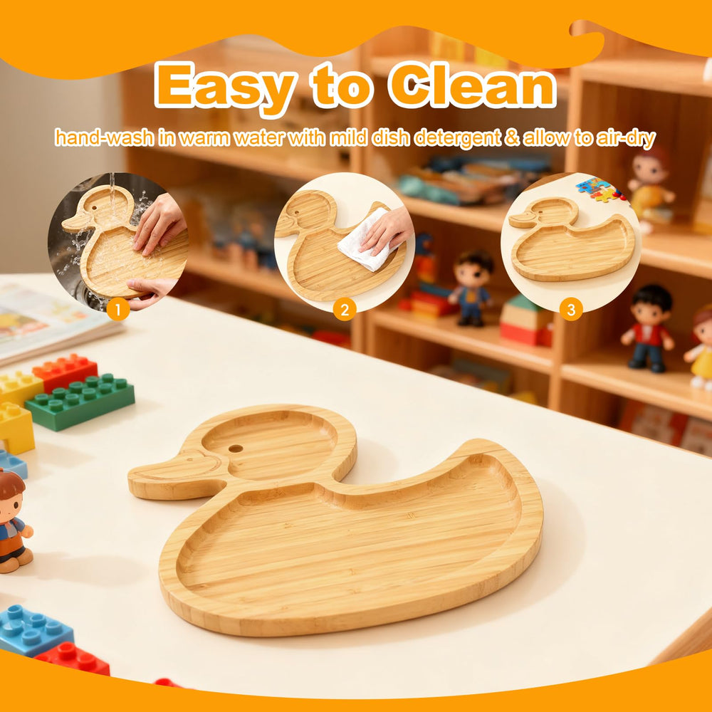 DinePlay easy-clean design with no suction cups simplifies mealtime cleanup.