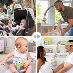 DINGLE DANGLE distracts wriggling baby during diaper changes.