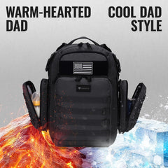 Dinictis Dad Diaper Bag back view featuring anti-theft pocket for valuables.