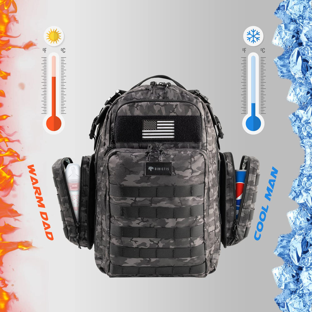 Dinictis dad diaper bag displaying changing mat for easy on-the-go diaper changes